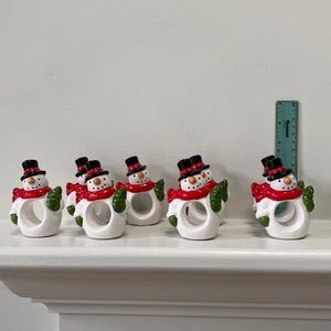 8 napkin rings porcelain snowmen